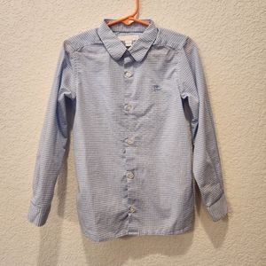 Burberry Checkered Baby Blue and White Button Down Long Sleeve Dress Shirt